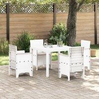 Berkfield Home 5 Piece Garden Dining Set with Cushions White Poly Rattan