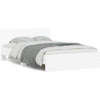 Berkfield Home Bed Frame with Headboard & LED White 140x200 cm