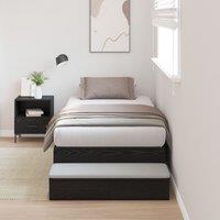 Berkfield Home Storage Bed Frame Black oak Engineered wood 90 x 190 cm Storage
