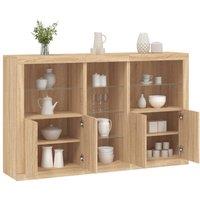 Berkfield Home Sideboard with LED Lights Sonoma Oak 162x37x100 cm in Brown | Size: 162 x 37 x 100 cm