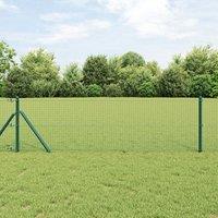 Berkfield Home Welded Wire Fence with 13 Posts Green 0.8x25 m Steel