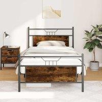 Berkfield Home Bed Frame without Mattress Smoked Oak 100x200 cm Engineered Wood in Brown