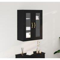 Wall-Mounted Cabinet with Glass Doors Black Oak 69,5x34x90 cm
