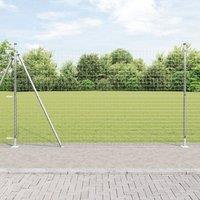 Berkfield Home Fence Posts with Base Plates 7 pcs 32mm 88.5cm Galvanised Steel in Silver