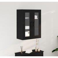 Berkfield Home Wall-Mounted Cabinet with Glass Doors Black Oak 69.5x34x90 cm