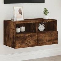 Berkfield Home TV Wall Cabinet Smoked Oak 60x30x30 cm Engineered Wood in Brown | Size: 60 x 30 x 30 cm