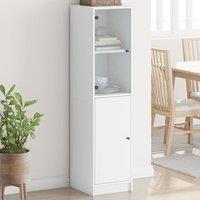 Berkfield Home Highboard with Glass Door White 35x37x142 cm | Size: 35 x 37 x 142 cm