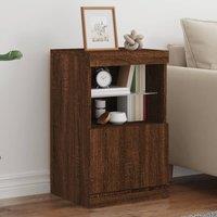 Berkfield Home Sideboard with LED Lights Brown Oak 41x37x67 cm | Size: 41 x 37 x 67 cm