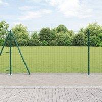 Berkfield Home Fence Posts Set with Base Plates Set of 26 Green Steel