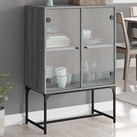 Berkfield Home Side Cabinet with Glass Doors Grey Sonoma 69x37x100 cm | Size: 69 x 37 x 100 cm
