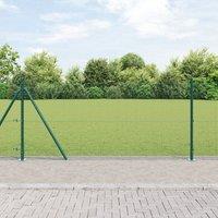 Berkfield Home Welded Wire Fence with 13 Flanged Posts Green 1x50 m Steel