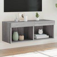 Berkfield Home TV Cabinet with LED Lights Grey Sonoma 80x30x30 cm | Size: 80 x 30 x 30 cm