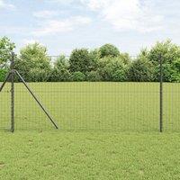 Berkfield Home Fence Posts 52 pcs Grey 32 mm 170 cm Galvanised Steel