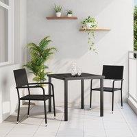 Berkfield Home 3 Piece Garden Dining Set Black Poly Rattan