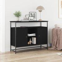 Berkfield Home Sideboard Black Oak 100x35x80 cm Engineered Wood & Steel | Size: 100 x 35 x 80 cm