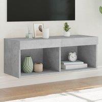 Berkfield Home TV Cabinet with LED Lights Concrete Grey 80x30x30 cm | Size: 80 x 30 x 30 cm