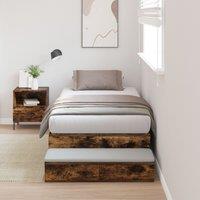 Berkfield Home Storage Bed Frame Smoked Oak Engineered Wood 236.5 x 100 x 31.5 cm in Brown