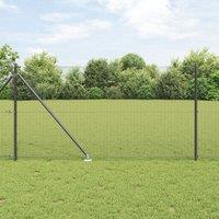 Welded Wire Fence with 13 Spike Posts Grey 1x50 m Steel