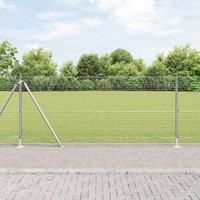 Berkfield Home Welded Wire Fence with 13 Flanged Posts 0.8x50 m Galvanised Steel in Silver