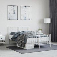 Berkfield Home Metal Bed Frame without Mattress with FootboardWhite 120x190cm in White | Size: 120x190 cm