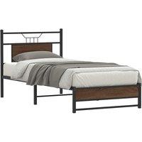 Berkfield Home Bed Frame without Mattress Brown Oak 75x190 cm Small Single Engineered Wood