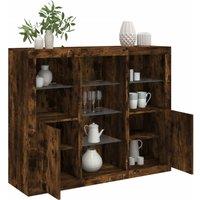 Sideboards with LED Lights 3 pcs Smoked Oak Engineered Wood
