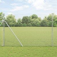 Berkfield Home Welded Wire Fence with 13 Posts 1.5x50 m Galvanised Steel in Silver