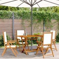 Berkfield Home Reclining Garden Chairs 4 pcs Cream White Fabric & Solid Wood