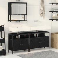 Berkfield Home 3 Piece Bathroom Furniture Set Black Oak Engineered Wood