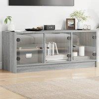 Berkfield Home TV Cabinet with Glass Doors Grey Sonoma 102x37x42 cm | Size: 102 x 37 x 42 cm