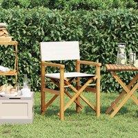 Berkfield Home Folding Director's Chair Cream Solid Wood Teak