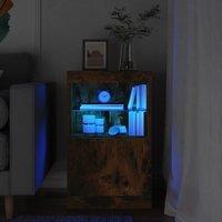 Berkfield Home Sideboard with LED Lights Smoked Oak 41x37x67 cm in Brown | Size: 41 x 37 x 67 cm