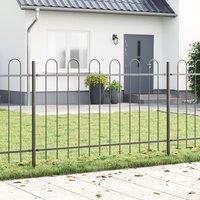 Berkfield Home Garden Fence Set of 3 Grey Powder-Coated Steel 170 x 3.5 x 130 cm