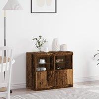Berkfield Home Sideboard with LED Lights Old Wood 81x37x67 cm in Brown | Size: 81 x 37 x 67 cm