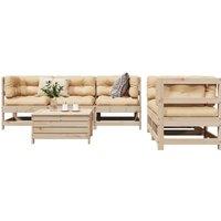 6 Piece Garden Sofa Set Solid Wood Pine