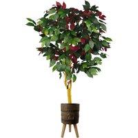 Pegdev 120cm Capensia Ficus Tree in Elephant Planter for Home or Office in Red