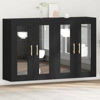Berkfield Home Wall Mounted Cabinet Set of 2 Black Oak Engineered wood