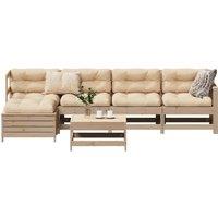 6 Piece Garden Sofa Set Solid Wood Pine