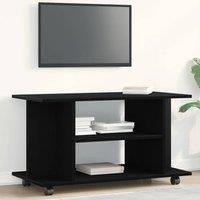 Berkfield Home TV Cabinet with Castors Black Oak 80x40x45 cm Engineered Wood | Size: 80 x 40 x 45 cm