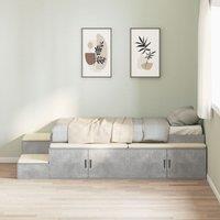 Storage Bed Concrete grey Engineered Wood 100 x 200 cm