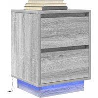 Bedside Cabinet with LED LightsGrey Sonoma 38x34x50 cm