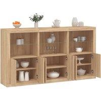Berkfield Home Sideboard with LED Lights Sonoma Oak 181.5x37x100 cm in Brown
