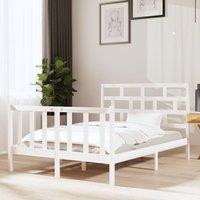 Berkfield Home Bed Frame White Solid Wood Pine 140x190 cm