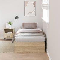 Berkfield Home Storage Bed Frame Sonoma Oak 100x200 cm in Beige