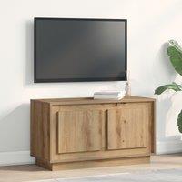 Berkfield Home TV Cabinet Artisan Oak 80x35x45 cm Engineered Wood in Brown | Size: 80 x 35 x 45 cm