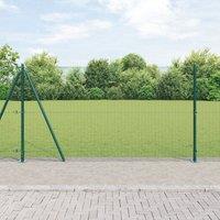 Berkfield Home Welded Wire Fence with 13 Flanged Posts Green 1.2x50 m Steel