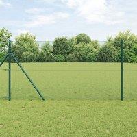 Berkfield Home Welded Wire Fence with 13 Posts Green 1x50 m Steel