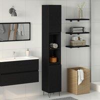 Berkfield Home Bathroom Cabinet Black Oak 30x30x190 cm Engineered Wood | Size: 30 x 30 x 190 cm