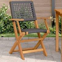Berkfield Home Garden Chairs 2 pcs Black Solid Wood Acacia & Poly Rattan