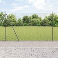 Berkfield Home Welded Wire Fence with 13 Flanged Posts Grey 1.4x25 m Steel